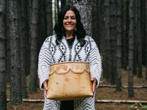 Birch bark artist Helen Pelletier, of the Fort William First Nation, Thunder Bay.