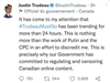 So this tweet is obviously fake. While the Trudeau government has indeed been pursuing measures to censor online content, they generally avoid speaking about it quite so churlishly. After the fake tweet duped more than a few Trudeau haters online, the Associated Press felt compelled to issue an alert confirming that it was, in fact, not real.