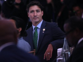 Prime Minister Justin Trudeau looks around before speaking ahead of U.S. President Joe Biden at the Global Fund?s Seventh Replenishment Conference in New York, U.S., September 21, 2022. REUTERS/Leah Millis