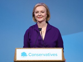 Liz Truss speaks after being announced as Britain's next Prime Minister at The Queen Elizabeth II Centre in London, Britain Sept. 5, 2022.