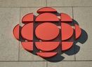 The CBC logo in downtown Edmonton, Alta.