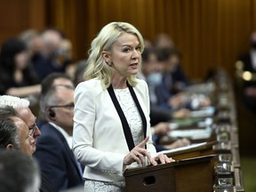 Interim Conservative Leader Candice Bergen rises during Question Period in the House of Commons on Parliament Hill in Ottawa on Wednesday, June 22, 2022.