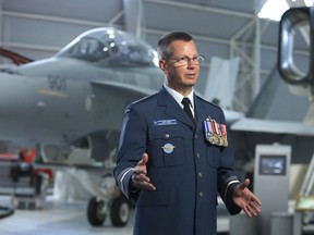 Royal Canadian Air Force commander Lt.-Gen. Eric Kenny announced that he was delaying a ceremony to install a new commander at one of Canadas two fighter-jet bases, attributing the decision to an ongoing military police investigation into statements made during what he described as a call sign review board. Kenny speaks during an interview at the Canada Aviation and Space Museum in Ottawa on Friday, August 12, 2022.