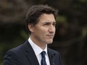 Premierminister Justin Trudeau hält am Montag, den 12. September, eine Rede während der Sommerklausur der Liberalen in St. Andrews, NB.