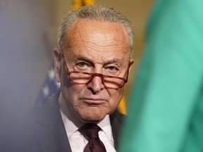 Senate Majority Leader Chuck Schumer of N.Y., listens during a news conference at the Capitol,, Wednesday, Sept. 7, 2022, in Washington.
