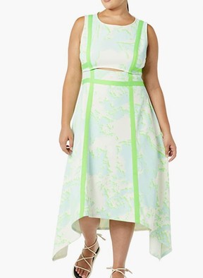 Sleeveless maxi dress with asymmetric hem by The Drop for women