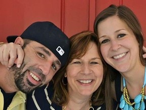 This undated photo provided by Mike Carusillo shows Nick Carusillo, left, with his mother, Tina Carusillo, center, and his sister, Jessica Long. Nick Carusillo died in September 2017 when he was hit by multiple vehicles on a Georgia interstate, just days after he was abruptly discharged from an addiction treatment center. Now his parents hope a substantial jury verdict in their favor will prompt change that helps others suffering from mental illness and substance abuse. (Mike Carusillo via AP)