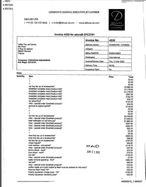 A redacted bill for ground services expenses for one leg of the Governor-General's week-long trip to the Middle East for Expo 2020 in Dubai earlier this year. Unit costs and quantities have been edited prior to publication.