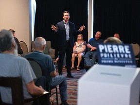 Pierre Poilievre, contender for the leadership of the federal Conservative party calls on members to cast their ballot, at a rally, Saturday, August 20, 2022 in Charlottetown P.E.I.