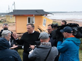 Coalition Avenir Québec Leader François Legault meets residents at la Martinique in Îles-de-la-Madeleine, Que., Monday, Sept. 26, 2022.