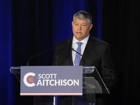 Conservative leadership hopeful Scott Aitchison takes part in the Conservative Party of Canada French-language leadership debate in Laval, Que., Wednesday, May 25, 2022.