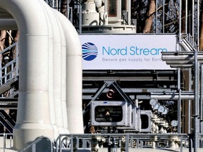 Pipes at the landfall facilities of the Nord Stream 1 gas pipeline are pictured in Lubmin, Germany, March 8.