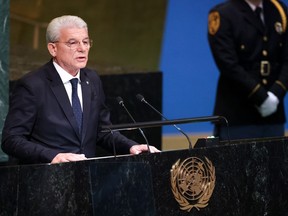 President of Bosnia and Herzegovina Sefik Dzaferovic addresses the 77th session of the United Nations General Assembly, Wednesday, Sept. 21, 2022 at U.N. headquarters.