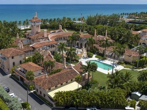 FILE - President Donald Trump's Mar-a-Lago estate in Palm Beach, Fla., Aug. 31, 2022. A document purporting to be from the U.S. government and claiming the Treasury Department had information related to the search at Mar-a-Lago was a fabrication. A review of court documents and interviews by The Associated Press shows identical documents were filed in a separate case brought by a federal inmate at a prison medical center in North Carolina.