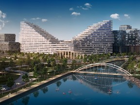 Designed by architectsAlliance, the Harbourwalk buildings will look like a bird with outstretched wings, a formation that allows terraced balconies to be scaffolded in a step-like fashion.