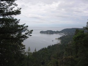 A view of Gibsons Landing from the top of Soames Hill, a short but steep hike on British Columbia's Sunshine Coast, is seen near the town of Grantham's Landing, B.C., on May 23, 2016.&ampnbsp;Some businesses and amenities on British Columbia's Sunshine Coast must stop using all treated drinking water within hours as severe drought in the region forces declaration of a state of local emergency, but officials say there's no need to panic.