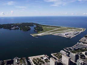 Billy Bishop Toronto City Airport is pictured on Friday, July 26, 2013.&ampnbsp;Toronto police say operations at the downtown island airport have been suspended and the airport's ferry terminal has been evacuated as they investigate a suspicious package.