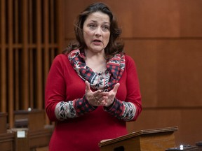 Bloc MP Julie Vignola rises during Question Period in the House of Commons Tuesday March 9, 2021 in Ottawa.