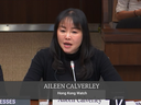 Aileen Calverley with Hong Kong Watch testifies before a House of Commons committee regarding reports that the People's Republic of China has opened three police stations around Toronto. 