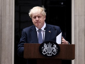 Then-prime minister Boris Johnson outside 10 Downing Street in July. His successor Liz Truss has became the third Conservative PM to be toppled in as many years, extending the instability that has shaken Britain since it broke off from the European Union.