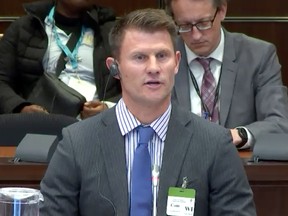 GC Strategies' Kristian Firth testifies regarding the creation of the ArriveCan app before the House of Commons government operations and estimates committee on October 28, 2022.