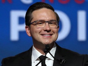 Conservative Leader Pierre Poilievre speaks during the party's convention in Ottawa on Sept. 10, 2022.