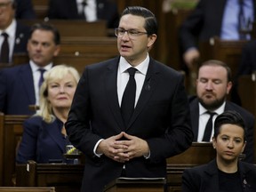 Conservative Party of Canada leader Pierre Poilievre delivers remarks on the death of Britain's Queen Elizabeth in the House of Commons on Parliament Hill in Ottawa, Ontario, Canada September 15, 2022. REUTERS/Blair Gable