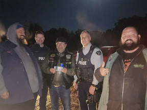Annapolis District RCMP responded to a noise complaint at a property near Hwy. 10 in Nictaux on Saturday and took a photo with a group of "Freedom Fighters."