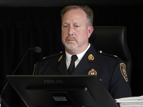 Ottawa Police Serives Inspector Robert Bernier appears as a witness at the Public Order Emergency Commission in Ottawa, October 25, 2022.