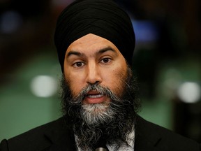 NDP Leader Jagmeet Singh speaks to the media on Parliament Hill on Sept. 15, 2022.