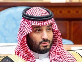 Saudi Crown Prince Mohammed bin Salman attends a session of the Shura Council in Riyadh, Saudi Arabia, November 20, 2019. Bandar Algaloud/Courtesy of Saudi Royal Court/Handout via REUTERS/File Photo