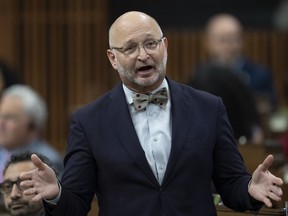 Minister of Justice and Attorney General of Canada David Lametti rises during Question Period, in Ottawa, Thursday, Sept. 29, 2022.