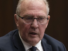 Public Safety Minister Bill Blair waits to appear before the standing committee on Public Safety and National Security on allegations of political interference in the 2020 Nova Scotia mass shooting investigation, in Ottawa, Monday, Oct. 31, 2022.THE CANADIAN PRESS/Adrian Wyld