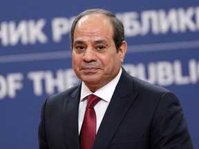 FILE - Egyptian President Abdel Fattah el-Sisi looks on during a press conference after talks with his Serbian counterpart Aleksandar Vucic at the Serbia Palace in Belgrade, Serbia, July 20, 2022. A group of United Nations-backed experts on Friday, Oct. 7, criticized the Egyptian government for imposing a wave of restrictions that jeopardize the "safety and full participation" of individuals and organizations wishing to attend the international climate summit in the Arab country next month.