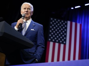 President Joe Biden speaks about abortion access during a Democratic National Committee event at the Howard Theatre, Tuesday, Oct. 18, 2022, in Washington.