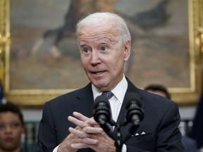 President Joe Biden speaks about deficit reduction in the Roosevelt Room at the White House in Washington, Friday, Oct. 21, 2022.