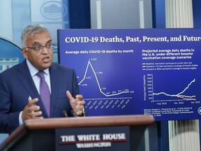 White House COVID-19 Response Coordinator Ashish Jha speaks during the daily briefing at the White House in Washington, Tuesday, Oct. 11, 2022.