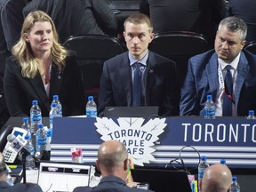 Toronto Maple Leafs assistant general manager Hayley Wickenheiser takes part in the first round of the NHL draft in Montreal, Thursday, July 7, 2022. Wickenheiser joined the Toronto Maple Leafs in a player development role four years ago, and after a promotion within the department in 2021, the four-time Olympic gold medallist with the Canadian women's national team was named one of the club's assistant general managers in July.