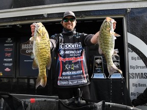 Cooper Gallant poses after winning the 2022 St. Croix Bassmaster Southern Open at Cherokee Lake in Jefferson County, Tenn., in this April 2, 2022 handout photo. Gallant has achieved his long-standing goal of qualifying to compete on the Elite Series, pro bass fishing's top circuit.