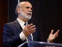 Former Federal Reserve Chairman Ben Bernanke speaks at a news conference at the Brookings Institution after it was announced that he and two other economists were awarded the Nobel Prize in Economics on October 10 2022 in Washington, DC.