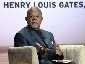 FILE - Dr. Henry Louis Gates Jr., host and executive producer of the PBS series "Finding Your Roots," takes part in a panel discussion during the 2019 Television Critics Association Summer Press Tour in Beverly Hills, Calif., on July 29, 2019. Gates Jr., details the social history of African Americans in a four-part PBS series, "Making Black America: Through the Grapevine."
