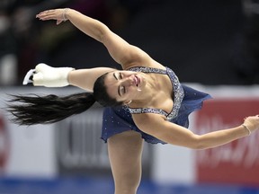 Canada's Gabrielle Daleman performs her short program during the women's competition at Skate Canada International in Mississauga, Ont., Friday, Oct. 28, 2022.