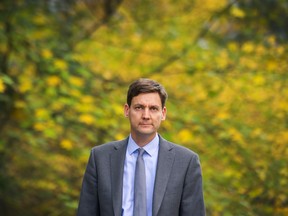 David Eby, the presumptive next premier of B.C.,  addresses the media at Harbour Green park in Vancouver on October 20, 2022.