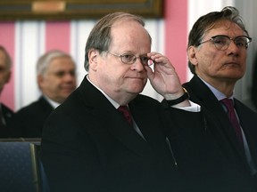 Former justice of the Supreme Court of Canada Thomas Cromwell looks on before being invested as a Companion of the Order of Canada during a ceremony at Rideau Hall in Ottawa on Thursday, March 14, 2019. Cromwell recommended wholesale change at Hockey Canada a day before the embattled sports organization's president and CEO and board resigned on Tuesday.