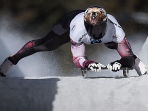 Canada's Dave Greszczyszyn, of Brampton, Ont., races in the men's event at the Skeleton World Championships in Whistler, B.C., on Friday March 8, 2019. Bobsleigh Canada Skeleton has signed an agreement to join Abuse-Free Sport, the new federal program to prevent and address maltreatment in sport in Canada.
