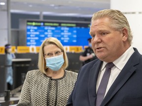 Ontario Premier Doug Ford and then-Solicitor General Sylvia Jones in February 2021.