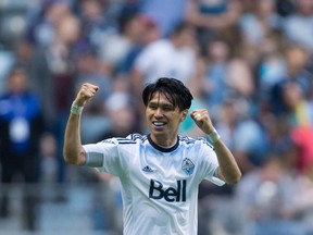 The Vancouver Whitecaps say they are mourning the death of former striker Masato Kudo. Japanese club Tegevajaro Miyazaki announced on its website Friday that the 32-year-old player had died. In this file photo, Kudo celebrates his goal against Orlando City during the first half of an MLS soccer game in Vancouver, on July 16, 2016.