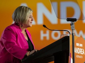 Andrea Horwath, Ontario NDP Leader, announces her resignation as party leader during her campaign event in Hamilton, Ontario Thursday, June 2, 2022. In the immediate wake of a June provincial election loss that saw her step down from a 13-year tenure at the helm of Ontario's New Democratic Party, Andrea Horwath couldn't muster up the energy to cook or bake, how she usually deals with stress.THE CANADIAN PRESS/Tara Walton