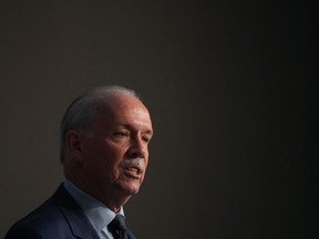 B.C. Premier John Horgan addresses the Union of B.C. Municipalities Convention, in Whistler, B.C., on Friday, Sept. 16, 2022. The premier is travelling to San Francisco for a series of climate-focused meetings with leaders from U.S. West Coast states.THE CANADIAN PRESS/Darryl Dyck