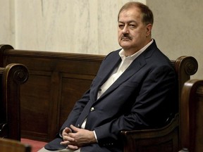 FILE - Don Blankenship listens to arguments in the West Virginia Supreme Court n Charleston, W.Va., Aug. 29, 2018.